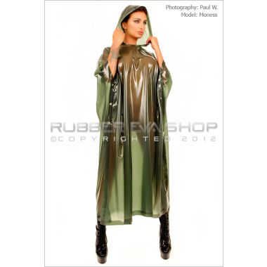 Long Hooded Rubber Poncho