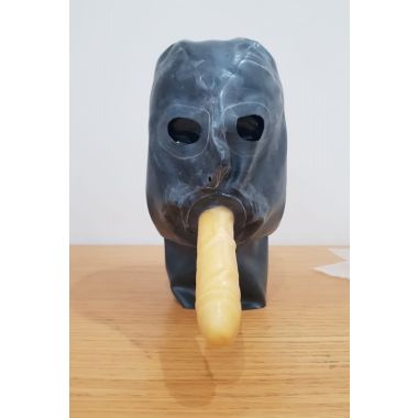 Latex Hood with Eyes and Cock Dildo